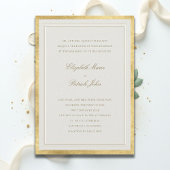Formal Modern Classic Elevated Golden Ecru Wedding Kaart