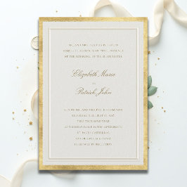 Formal Modern Classic Elevated Golden Ecru Wedding Kaart
