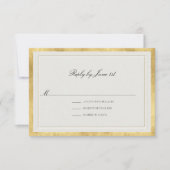 Formal Modern Classic Elevated Golden Ecru Wedding RSVP Kaartje (Voorkant)