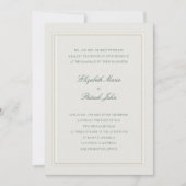 Formal Modern Classic Elevated Green Ecru Wedding Kaart (Voorkant)