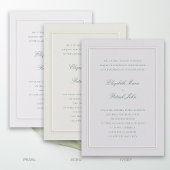 Formal Modern Classic Elevated Green Ivory Wedding Kaart