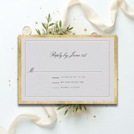 Formal Modern Classic Elevated Ivory Gold Wedding RSVP Kaartje