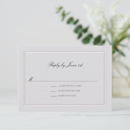 Formal Modern Classic Elevated Ivory Sm Wedding RSVP Kaartje