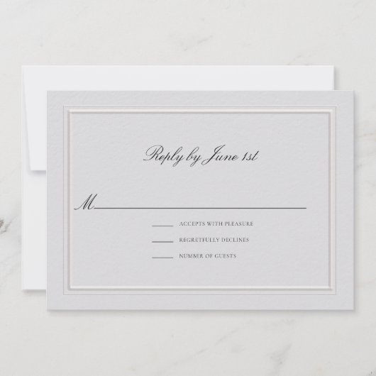Formal Modern Classic Elevated Ivory Wedding RSVP (Voorkant)
