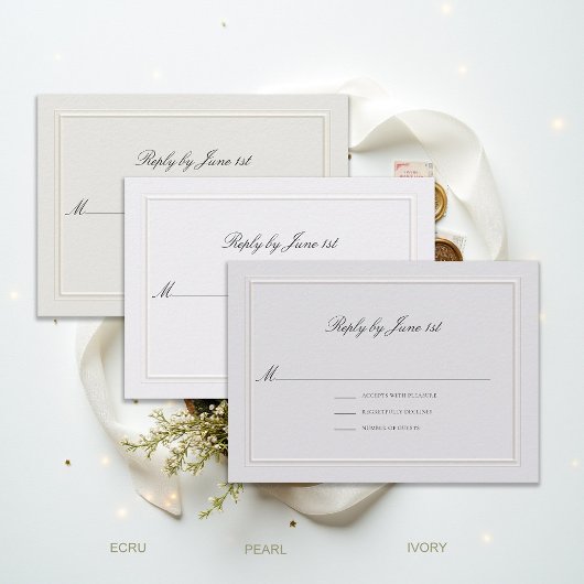 Formal Modern Classic Elevated Pearl Wedding RSVP