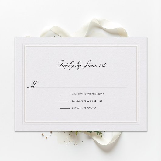 Formal Modern Classic Elevated Pearl Wedding RSVP