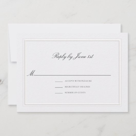 Formal Modern Classic Elevated Pearl Wedding RSVP (Voorkant)