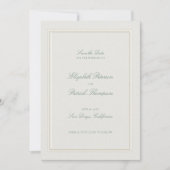 Formal Modern Classic Elevated Sage Ecru Wedding Save The Date (Voorkant)