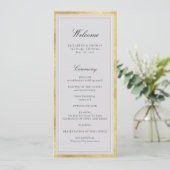 Formal Modern Classic Gold Ivory Wedding Program (Staand voorkant)