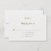 Formal Modern Classic Golden Lys Ivory Wedding RSVP Kaartje (Voorkant)