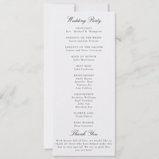 Formal Modern Classic Pearl Gold Wedding Program (Achterkant)