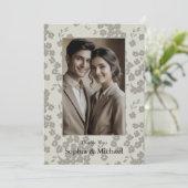 Formal Modern Floral Wedding Thank You Card Gray Bedankkaart (Staand voorkant)
