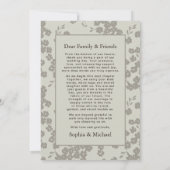 Formal Modern Floral Wedding Thank You Card Gray Bedankkaart (Achterkant)