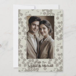 Formal Modern Floral Wedding Thank You Card Gray Bedankkaart