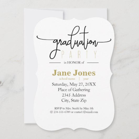 FORMAL MODERN SCRIPT Graduation Party Invitation Kaart (Voorkant)