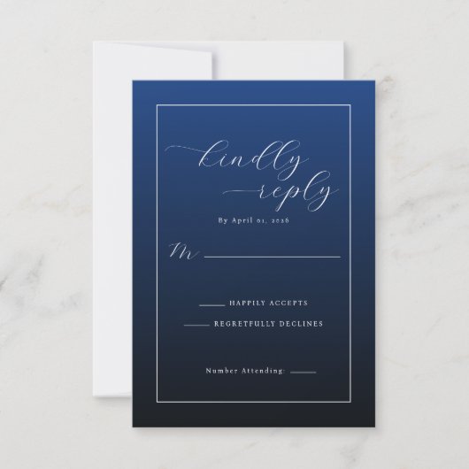 Formal Navy Blue RSVP Card Kaartje (Voorkant)