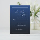 Formal Navy Blue RSVP Card Kaartje (Staand voorkant)