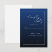Formal Navy Blue RSVP Card Kaartje (Voorkant / Achterkant)