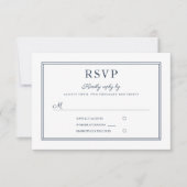 Formal Navy Blue Script Wedding RSVP Card (Voorkant)