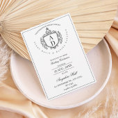 Formal Ornate Crest Monogram Wedding Invitation Kaart