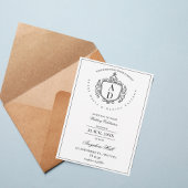 Formal Ornate Crest Monogram Wedding Invitation Kaart