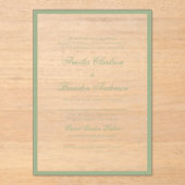 Formal Real Sage Green Border & Script Wedding Acryl Uitnodigingen (Voorkant)