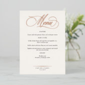 Formal Script Calligraphy Wedding Menu Folie Uitnodiging (Staand Voorkant)