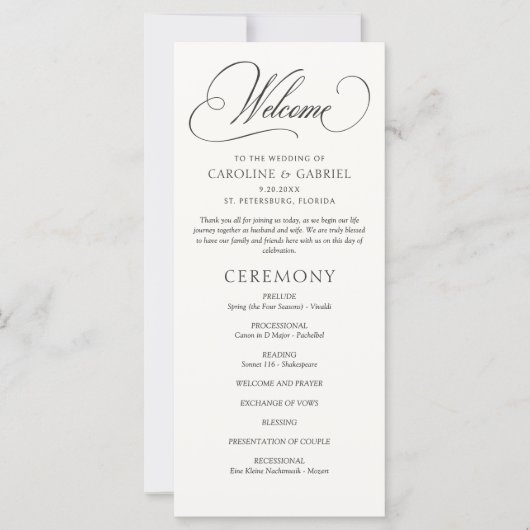 Formal Script Calligraphy Wedding Program (Voorkant)
