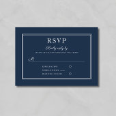 Formal Script Navy Blue Wedding RSVP Card Kaartje