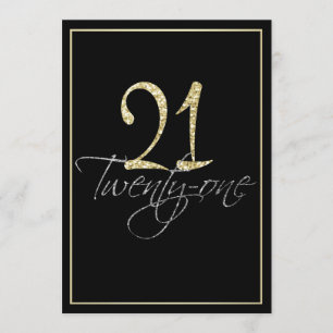 Formal Silver Black and Gold 21st Birthday Party Kaart