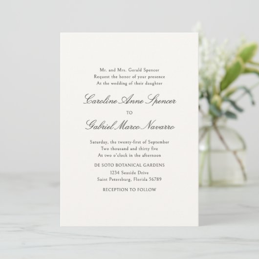 Formal Simple Classic Wedding Invitation Kaart (Staand voorkant)