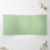 Formal Simple Frame Modern Wedding Pistachio Drieluik Kaart (Binnen)