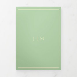 Formal Simple Frame Modern Wedding Pistachio Drieluik Kaart