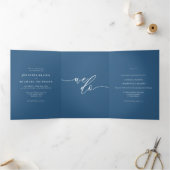 Formal Simple Navy Blue Wedding Drieluik Kaart (Binnen)