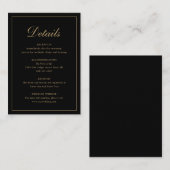 Formal Traditional Elegant Black and Gold Wedding Informatiekaartje (Voorkant / Achterkant)