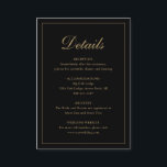 Formal Traditional Elegant Black and Gold Wedding Informatiekaartje<br><div class="desc">Traditional style black and vervalgold wedding enclosure card featuring a design with "Details" in an elegant calligraphy inside of a thin border. The template allows ample room for you to share belangrijke information about your special day. This classic design is perfect for a formal wedding.</div>