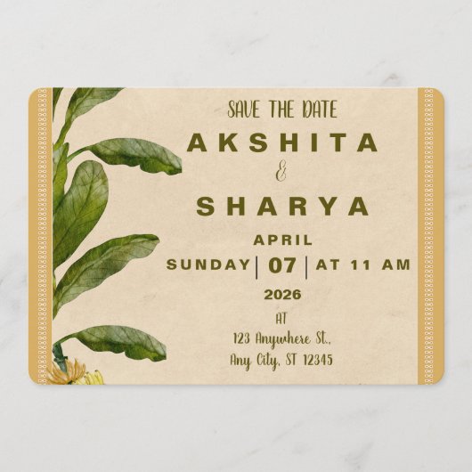 Formal Traditional Wedding Save the Date  (Voorkant)