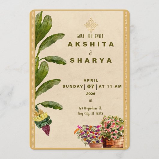 Formal Traditional Wedding Save the Date  (Voorkant)