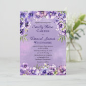 Formal Violet Floral Evening Wedding Kaart (Staand voorkant)