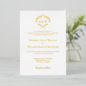 Formal Wedding Elegant Wreath Monogram Gold Foil Folie Uitnodiging (Staand Voorkant)