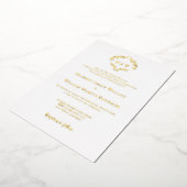 Formal Wedding Elegant Wreath Monogram Gold Foil Folie Uitnodiging (Gedraaid)