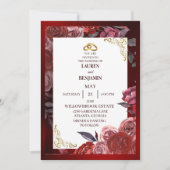 Formal wedding invitation in red and gold kaart (Voorkant)