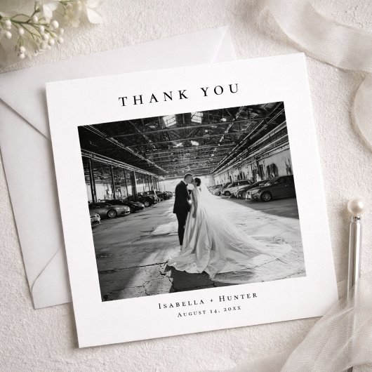 Formal Wedding Photo Thank You Card With Note Bedankkaart