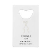 Formal White Bow Ribbon Elegant Wedding Creditkaart Flessenopener (Achterkant)
