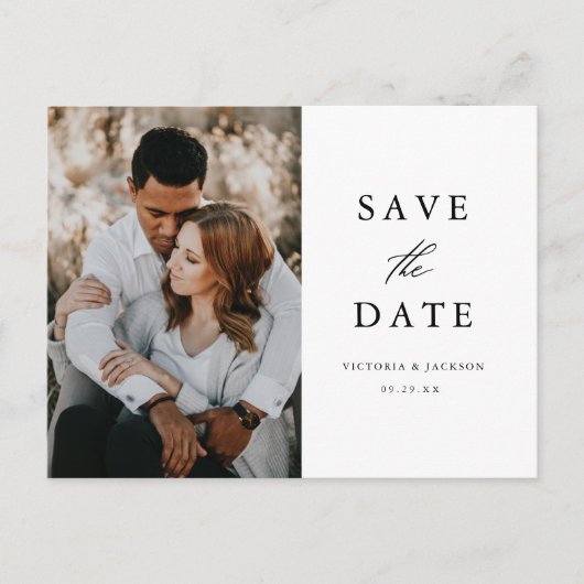 Formal Zwart-wit Save the Date-Briefkaart Aankondigingskaart (Voorkant)