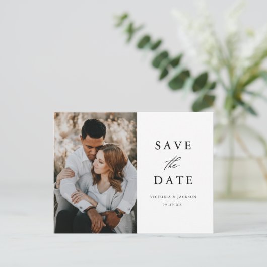 Formal Zwart-wit Save the Date-Briefkaart Aankondigingskaart (Staand voorkant)