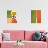 Formas Boho Abstractas en terracotta y oliva Muurkunst Sets (Woonkamer)