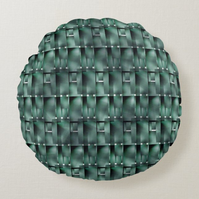 Formas retangulares na cor verde e manchas escuras rond kussen (Voorkant)