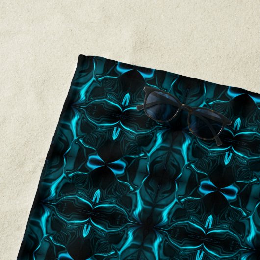 Forma's, "traços ciano flutuam" em fundo escuro. strandlaken (In situ)