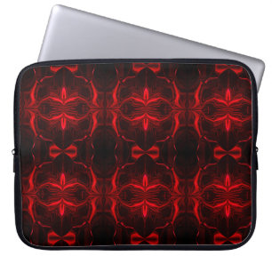 Forma's, 'traços vermel hos flutuam' em fundo pret laptop sleeve